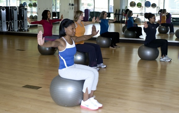 sitting, position, female, students, body, stretching, exercises
