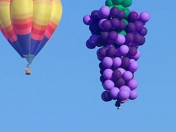 ballonnen, hete lucht, cluster, sky