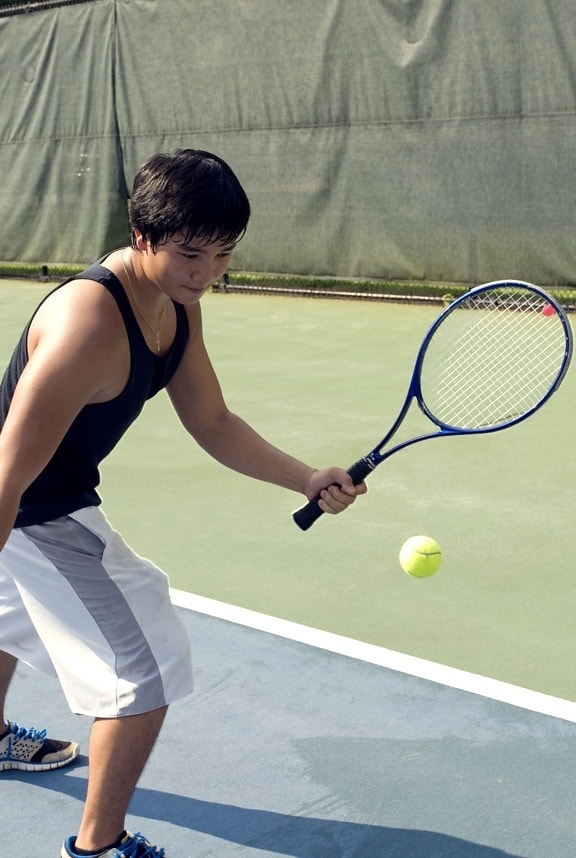 muchacho, deporte, juego, tenis, raqueta