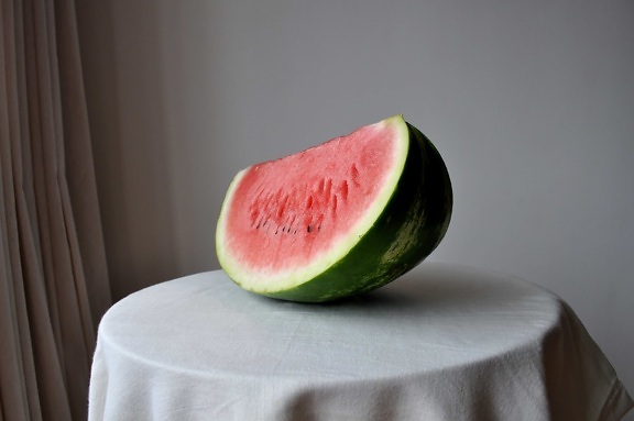 cut, watermelon, table