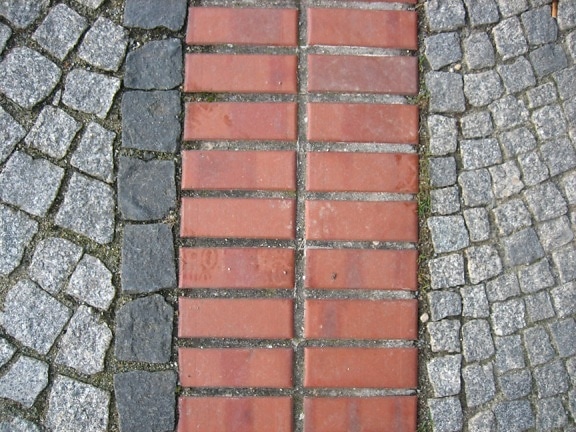 pavimentación, piedra, rojo, ladrillos