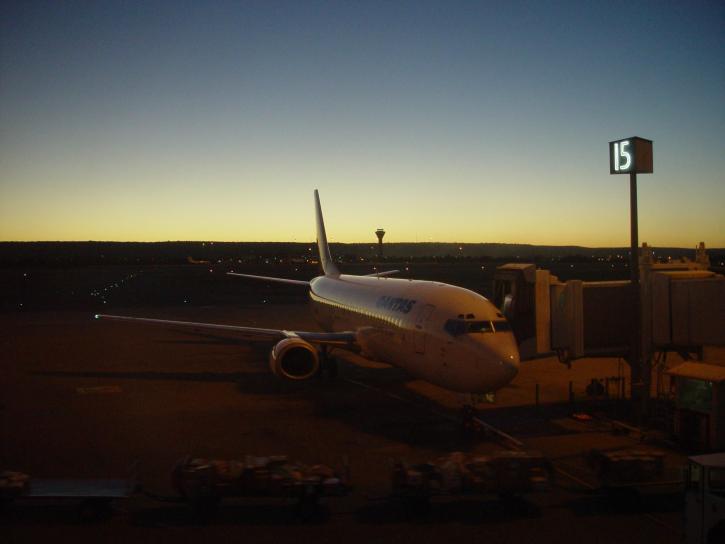 ranní, letu, Perth, letiště, západní, Austrálie