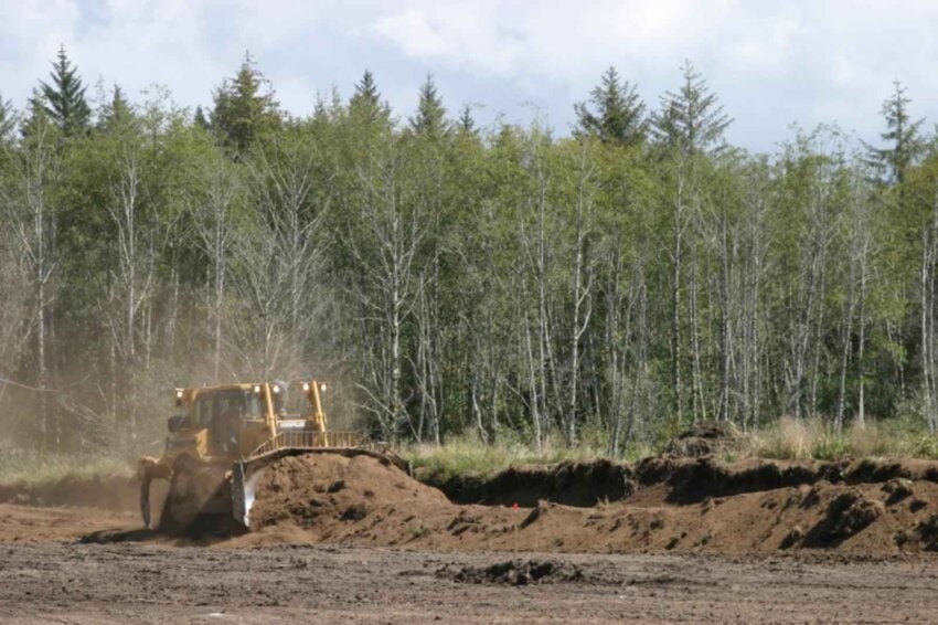 Free picture: bulldozer, cutting, down, cranberry, bog, dikes ...
