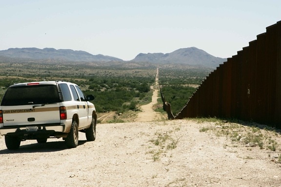 frontière, patrouille, voiture, patroling, frontière