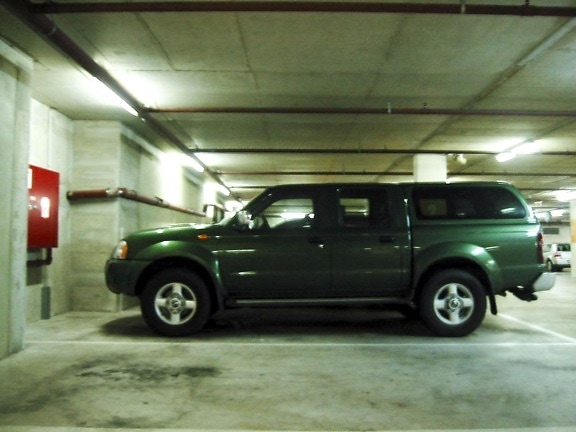 jeep, car, underground, garage