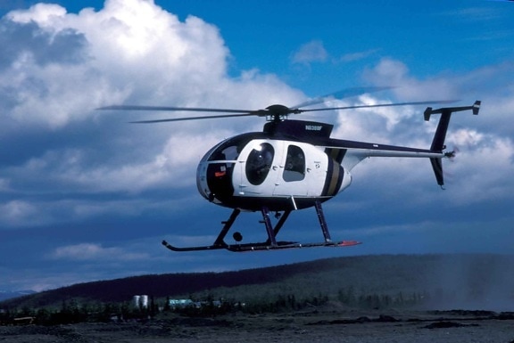 helikopter, melayang, tanah