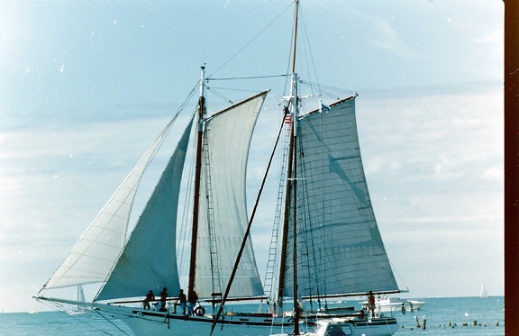 sailboat, lake, Michigan, old, photo
