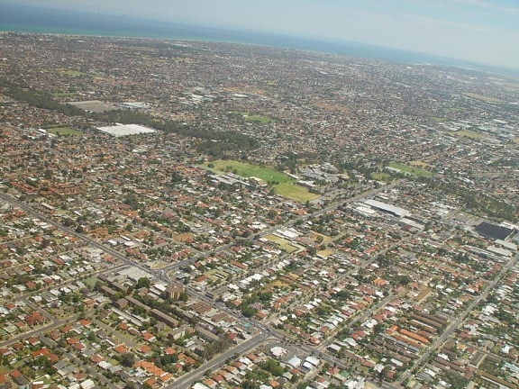 Adelaide, a levegő, Ausztrália, kilátással a városra