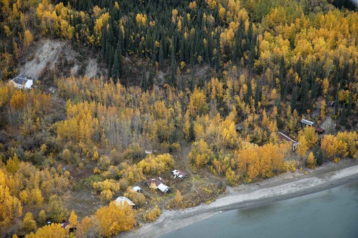 aerial, old, bettles, town, site, Alaska