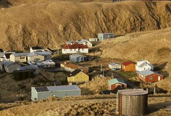 antenne, landsby, Atka, ø, en, Aleutian, øer