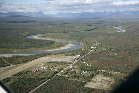Antenne, bettles, villiage, koyukuk, Fluss, Alaska