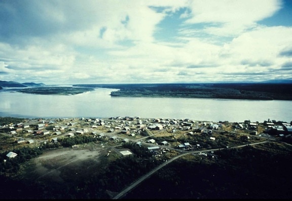aerial, village, Kaltag, Yukon