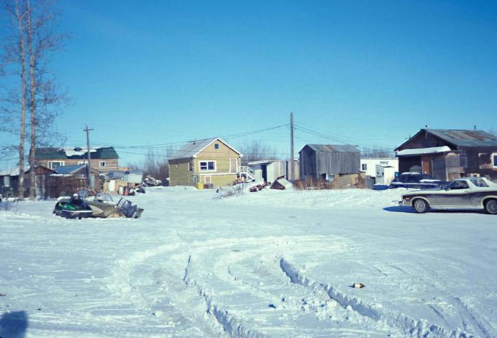 hutten, galena, oude dorp, Yukon, rivier