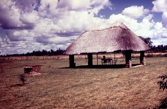 terrain de camping, pique-nique, photographié, la Rhodésie, le Zimbabwe
