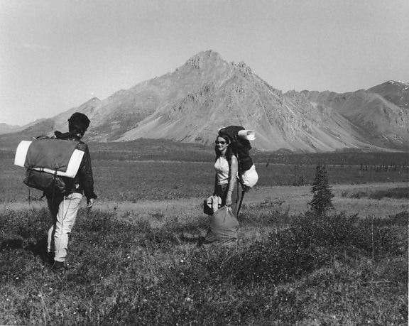 escursioni a piedi, tundra, vintage, foto