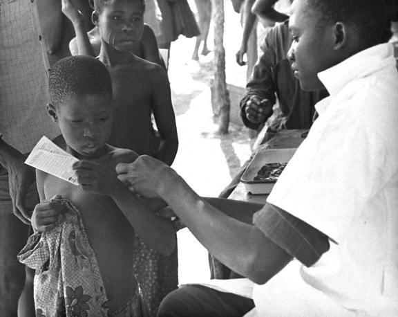 enfants, réception, la variole, la vaccination, les participants, le Nigeria, la variole, l'éradication, le programme