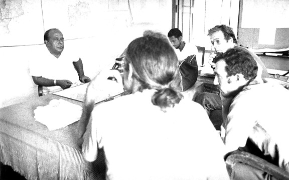 people, officials, meeting, discuss, strategies, old photo