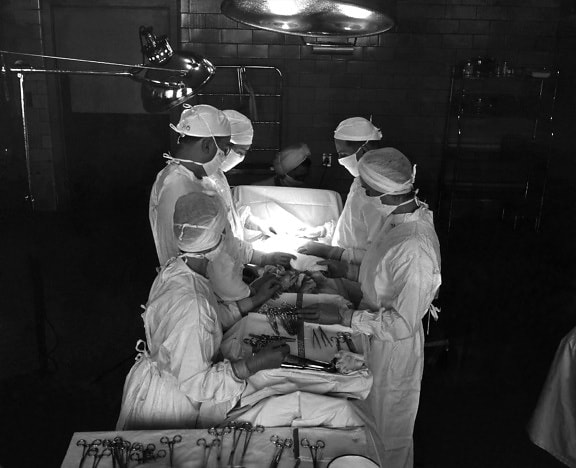 historical, photograph, operating, room, suite, surgical, procedure