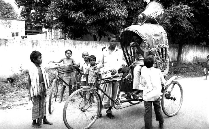 équitation, rickshaw, monté, mégaphone, corne