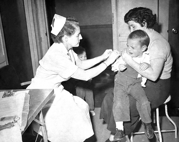 petit, enfant, a reçu, la variole, la vaccination, locale, la santé, le département