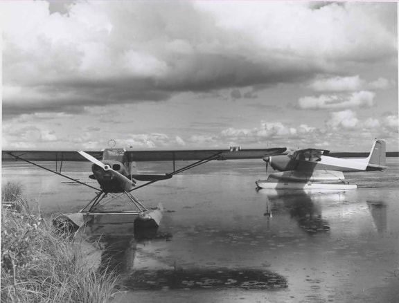 two, float, planes, history, photograph