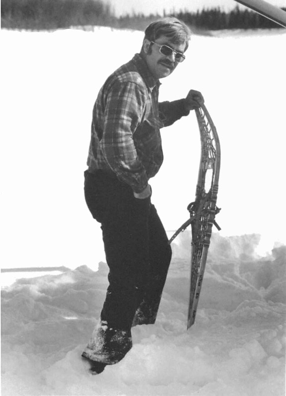 man, holding, equipment, walking, snow