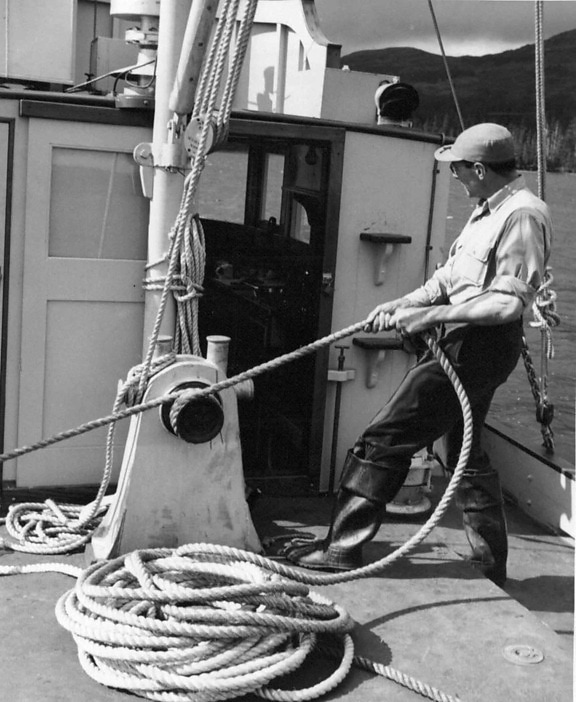 uomo, il lavoro, in barca, vintage, foto