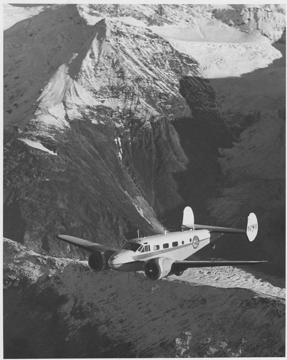 vliegtuig, vliegt, bergen, vintage, foto