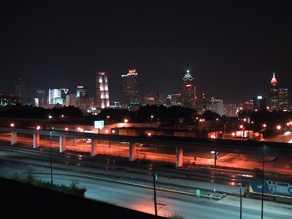 downtown, skyline, night