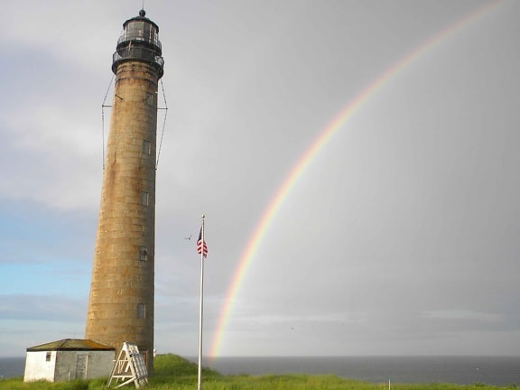 lighthouse, rainbow, background