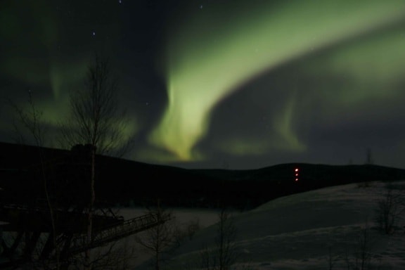 polarna svjetlost, Aljaska, aurora borealis, noć, krajolik
