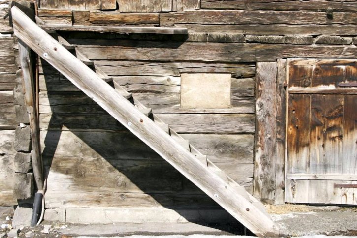 starý, schody, drevené, mlyn